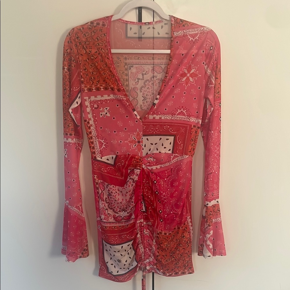Vibrant Patchwork Long Sleeve Dress
